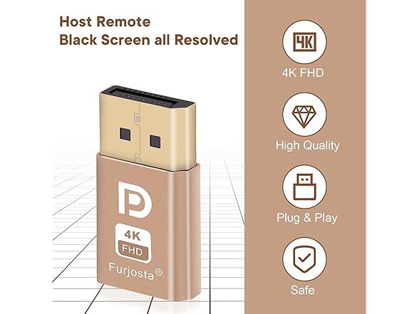 Furjosta DisplayPort Dummy Plug Virtual