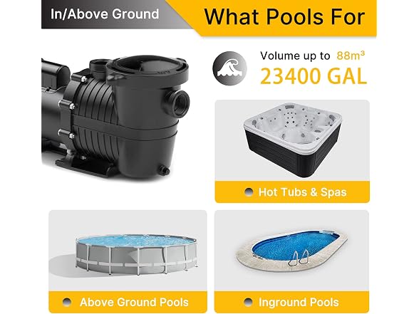 IVY&LANE 2.5 HP Inground Pool Pump Dual Speed, 230V
