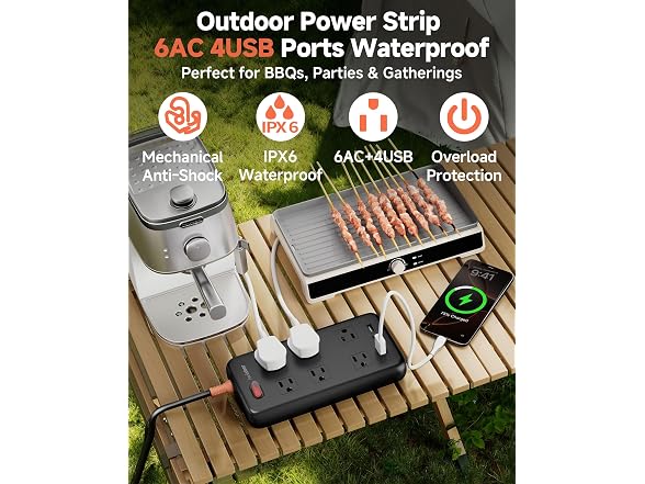 iwister Outdoor Power Strip IPX6 6FT