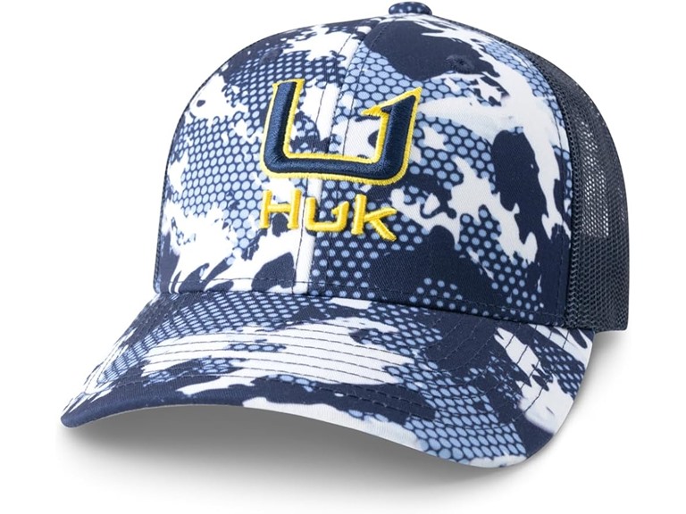 HUK Kids Trucker Hat, Anti-Glare Snapback Fishing Hat for Kids, KC - Marolina Blue, One Size