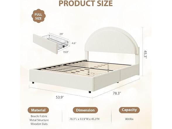 Garvee Full Size Bed Frame with Storage