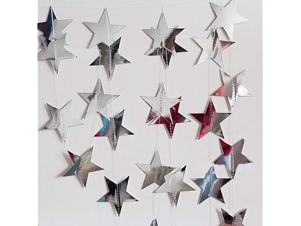 Silver Star Garland Banner Decorations