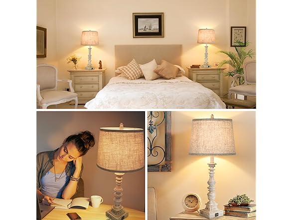 GoBright Tall Rustic Bedside Lamps