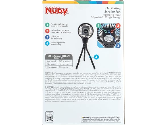 Nuby Oscillating Flexible Tripod Stroller Fan