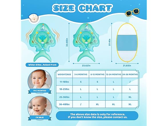 Balhvit No Flip Over Baby Pool Float Blue XL