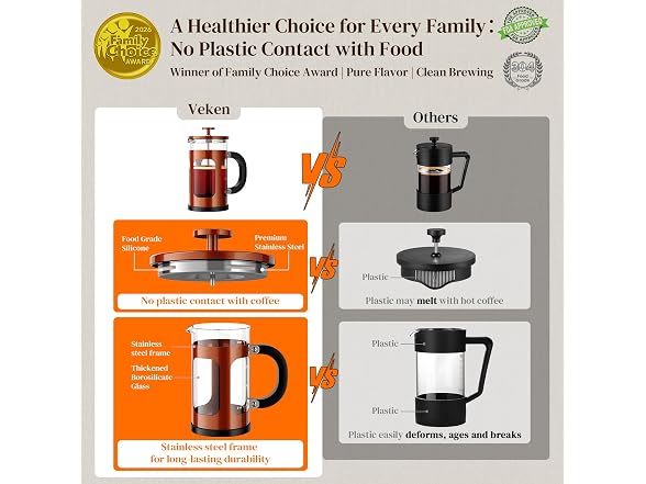 Veken 21oz French Press Coffee Maker