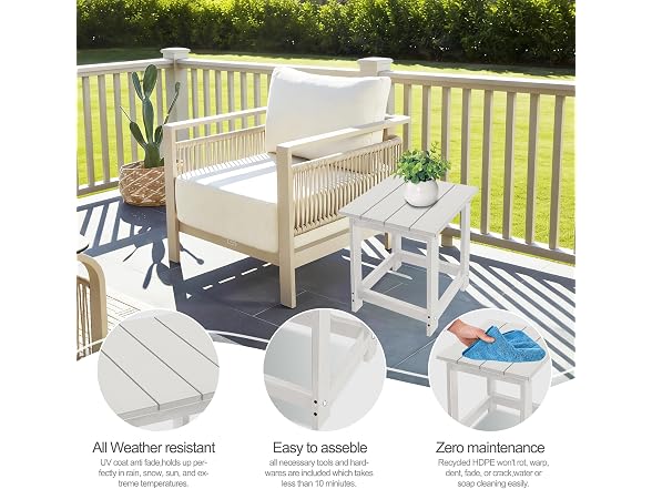 LZRS Square Patio Side Table Sand