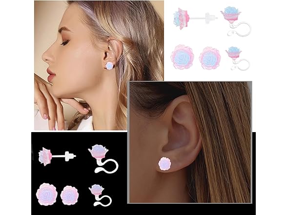 AGNURCADE 3D Rose Flower Earrings