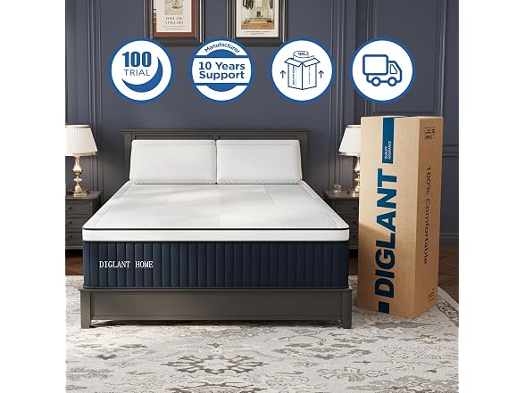 Queen Mattress, DIGLANT 14 Inch Euro Top