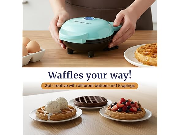 Elite Gourmet Electric Nonstick 4.5-inch Mini Waffle Maker 847275
