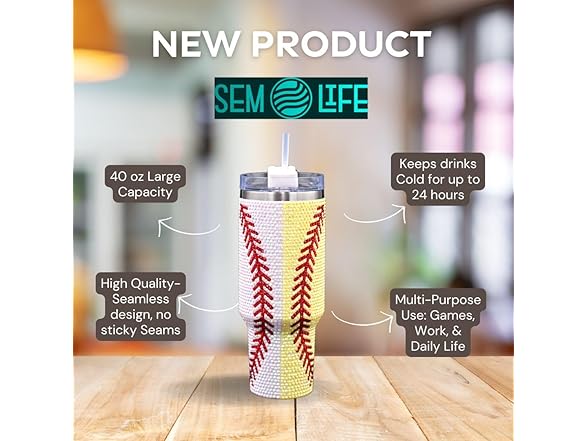 SEM LIFE 40 Oz Rhinestone Bling Tumbler
