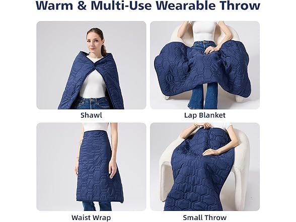 SHINEDOOR Quilted Fleece Wearable Blanket