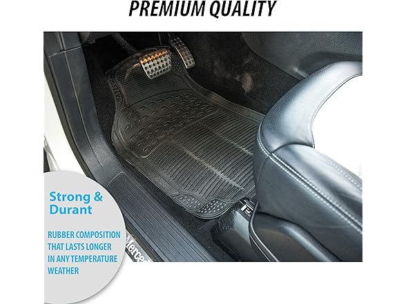 Zone Tech FM0010 Car Rubber Black Floor Mat Set of 3 Black