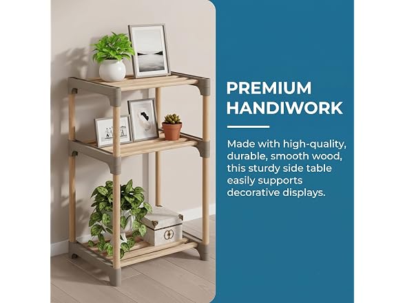 Honey-Can-Do 3-Tier Wood Side Table