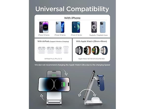 3-in-1 Foldable Magsafe Wireless Charger Stand for Apple
