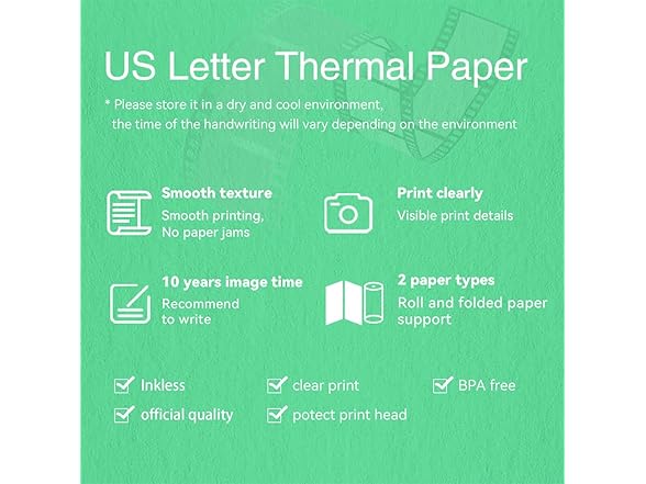US Letter Thermal Printer Paper, 8.5" x 11"
