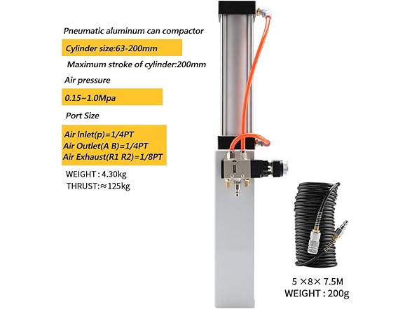 Super Leader Pneumatic Cylinder Aluminum Can Crusher