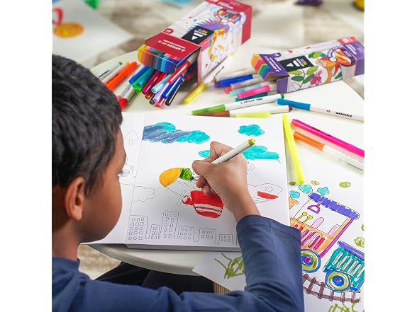 ARTEZA Kids Fine Tip Washable Markers, 42 Bright Colors