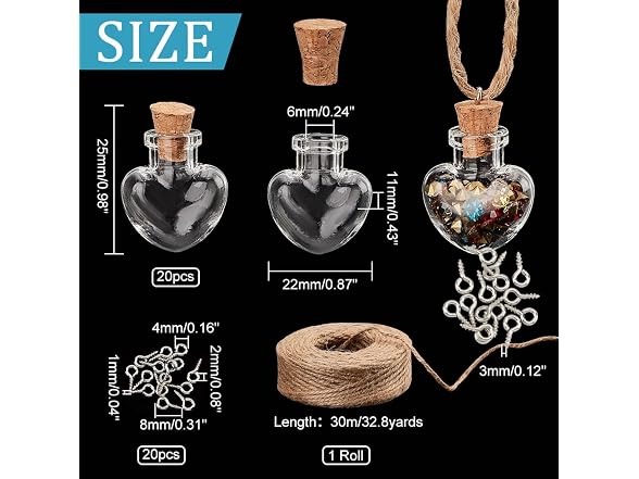 PH PandaHall Mini Heart Glass Jars 20pcs - Gallery 3