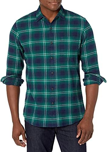 Amazon Essentials Men's Flannel Shirts Long Sleeve Slim-Fit Button Down Plaid