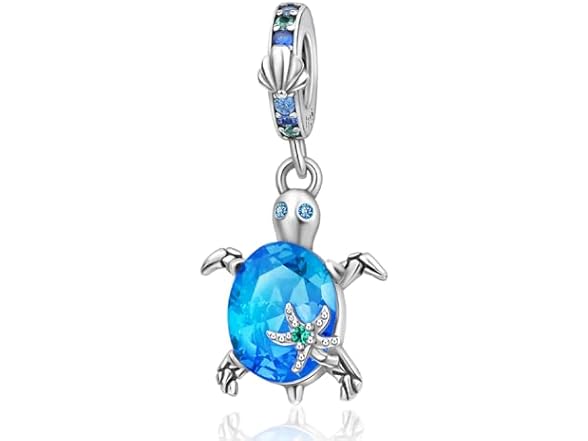 Famuan Aquamarine Turtle Charms