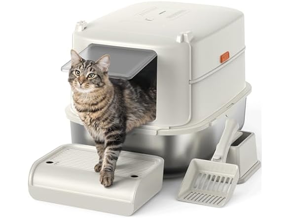 Enclosed Stainless Cat Litter Box