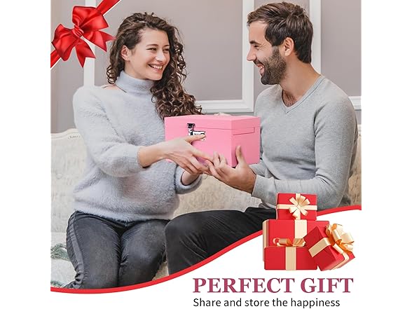 TISEMENT Large Pink Bamboo Box with Combination Lock