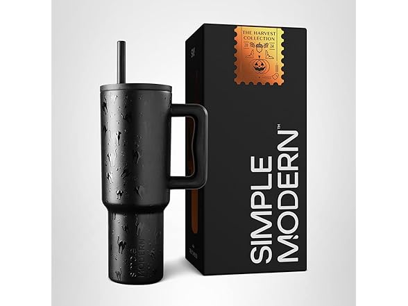 Simple Modern Halloween 40 oz Tumbler with Handle and Straw Lid | Black Cats