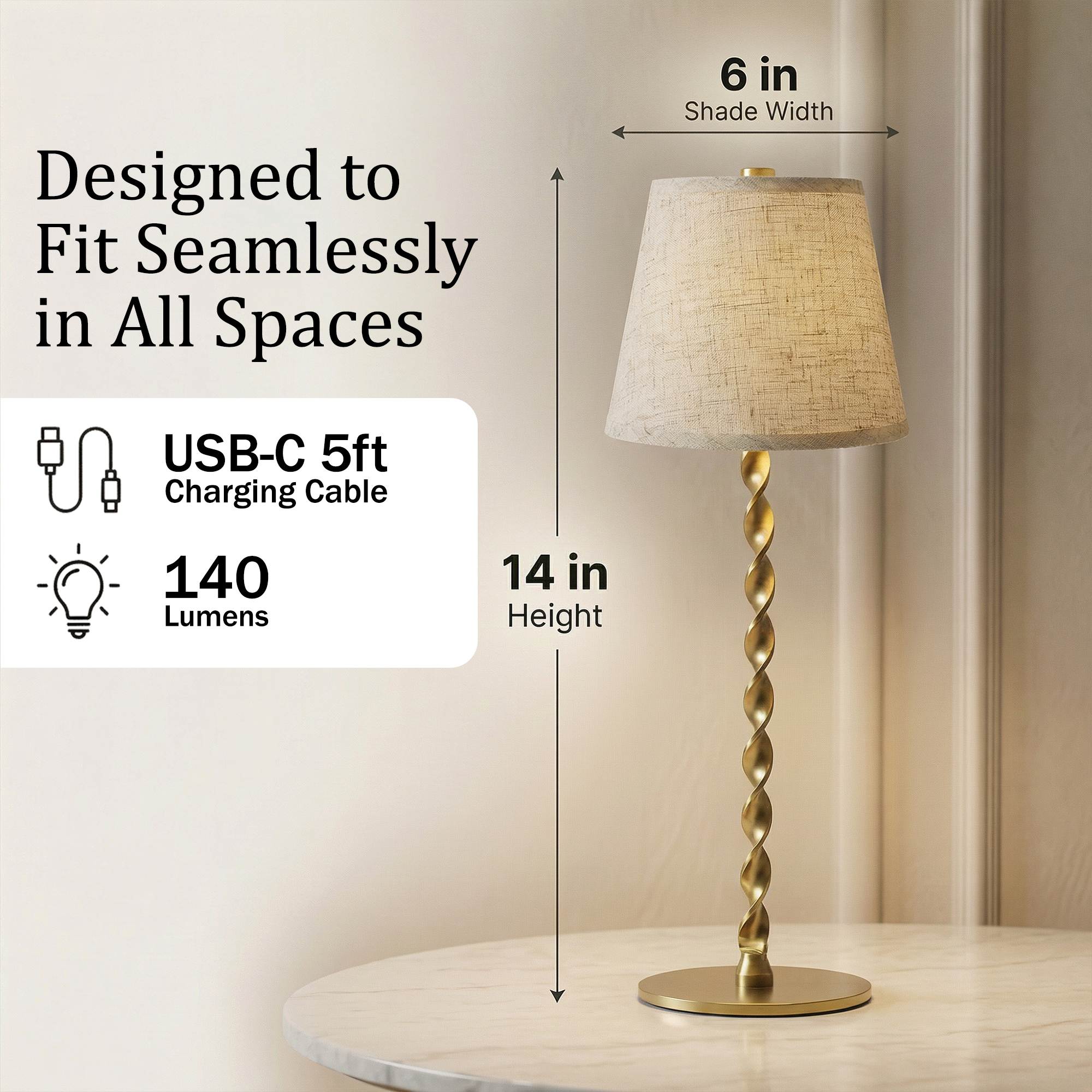 Twist Stem Smooth Linen Shade Lamp - Gallery 19