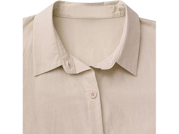 Ladyful Women Cotton Long Shirt Casual Down Dress