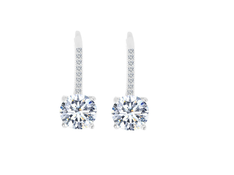 AAA IGT-DAAS-DBE1679 Round Cut Crystal Leverback Earrings Silver 