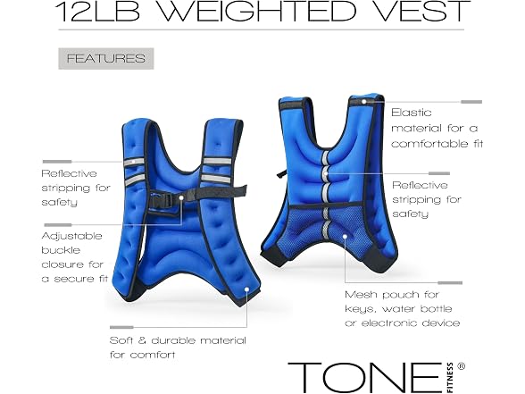 Tone Fitness Weighted Vest, 12 lbs