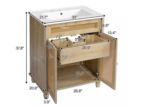 Christopher Knight Home Syricon Farmhouse 30'' Vanity