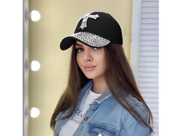Song Qing Women (OS) Snapback Hat Bling Cross Jean