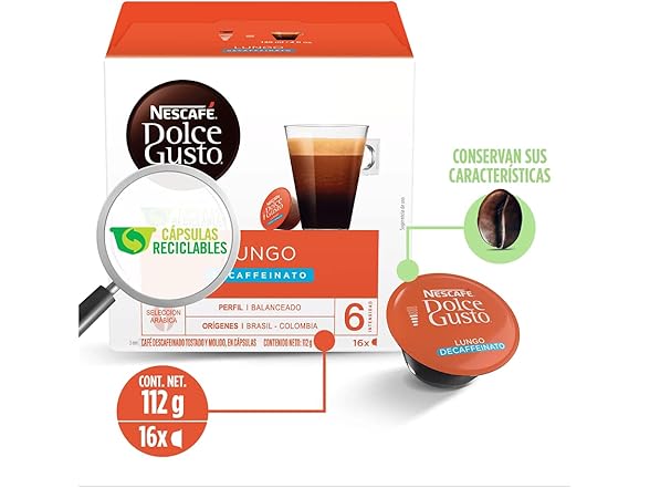 3PK Nescafe Dolce Gusto Coffee Pods, Lungo Decaf