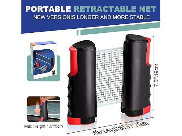 AMORPULSEE Retractable Ping Pong Net