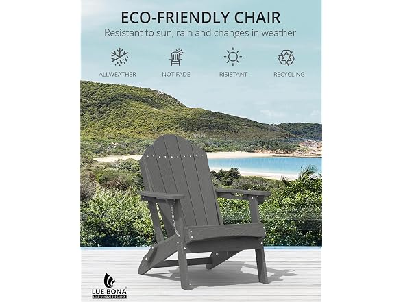 LUE BONA Set of 2 Dark Grey Adirondack Chairs