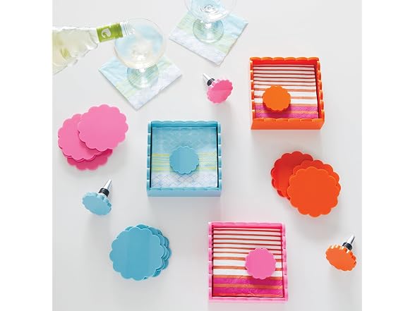 MARIPOSA Orange Scallop Napkin Box