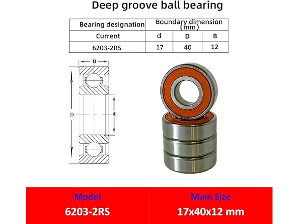 2 Pcs 6203-2RS Double Rubber Seal