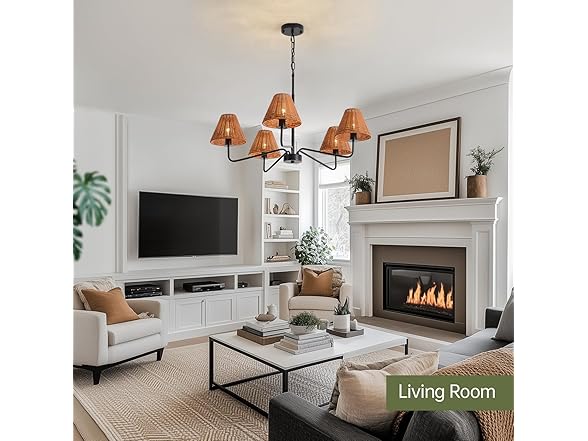 InterMaka 5-Light Rattan Chandelier