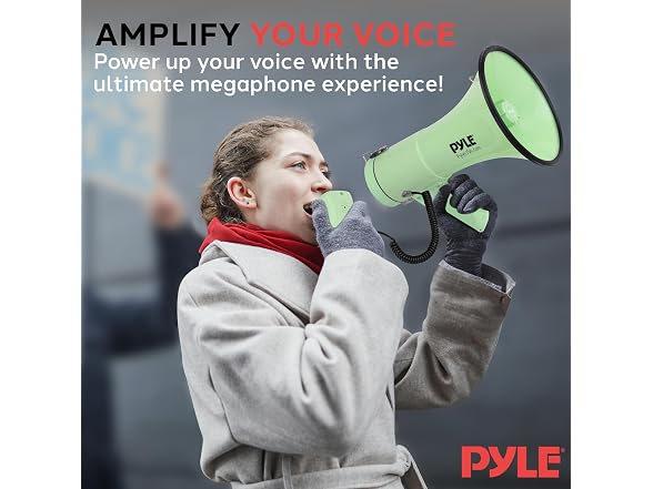 Pyle 50W Megaphone 1200 Sq Yd Range Green