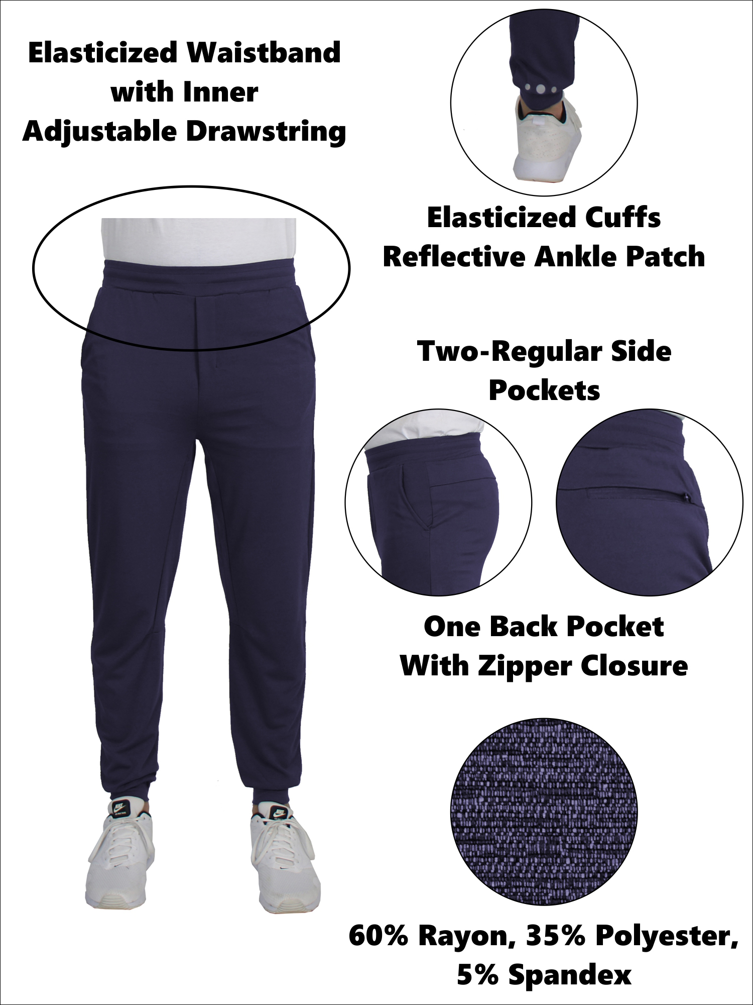 3PK Asst Mens Classic Active Track Pants - Gallery 10
