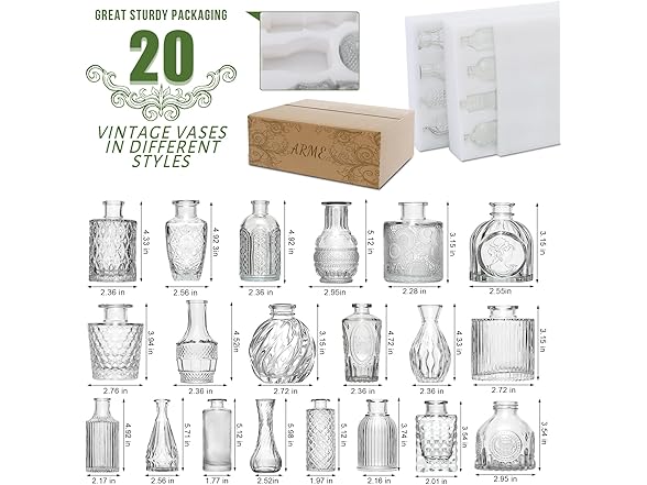 Arme 20Pcs Clear Flower Bud Vases
