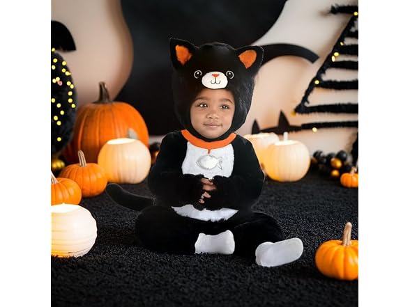 Black Polyester Baby Cat Jumpsuit with (18-24 Mo)
