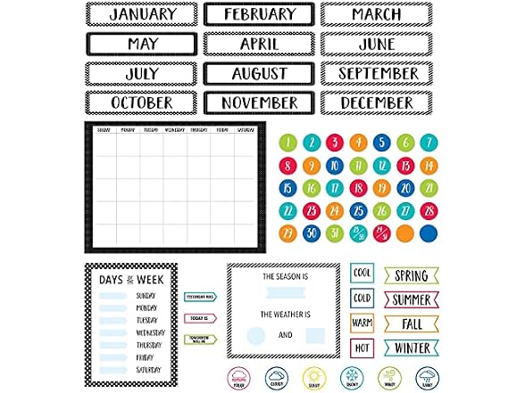 CTP Core Décor Calendar Set Bulletin Board, 67-Pc