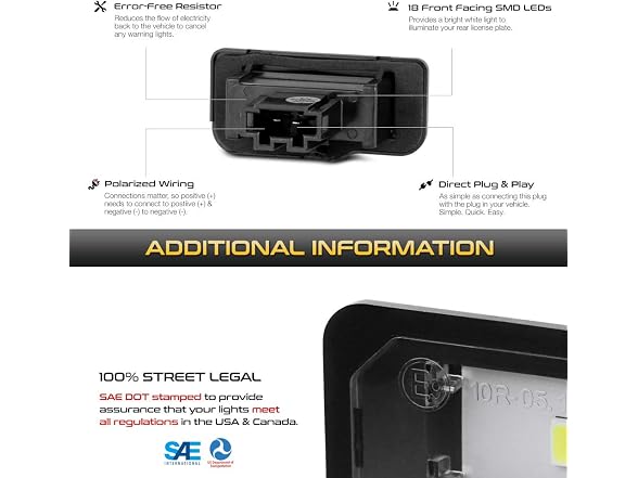 VIPMOTOZ Full LED License Plate Light For 60
