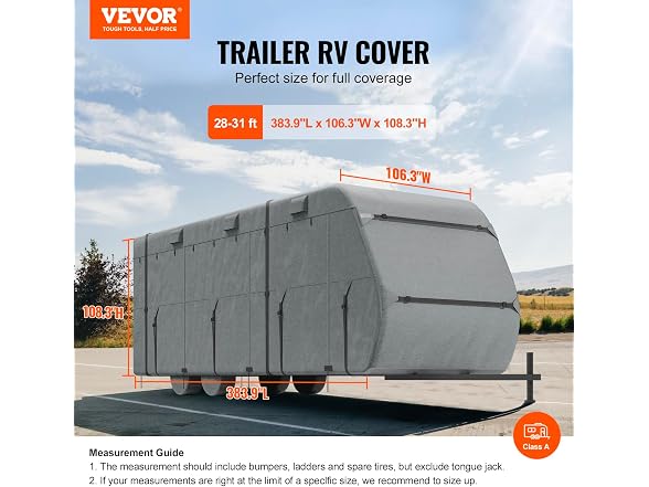 Travel Trailer Cover, 28-31 ft RV Cover, Top
