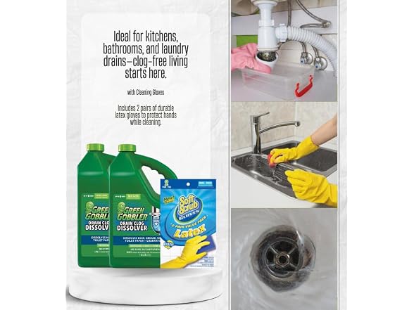 GROVE 2x Green Gobbler Liquid Drain Clog Remover