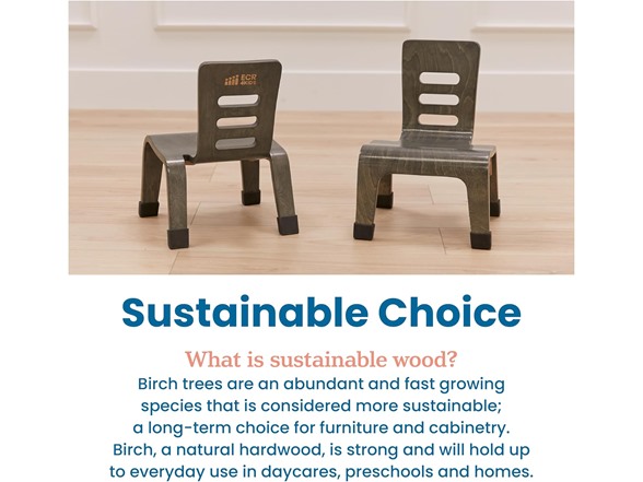 ECR4Kids Bentwood Chair, 8in Seat Height 2-Pack