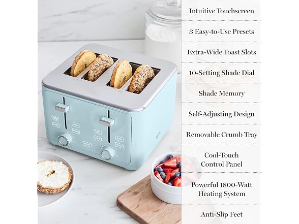 Martha Stewart 4 Slice Toaster 1800W, Sky